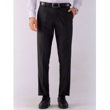 The Indian Garage Co Men Black Slim Fit Solid Mid-Rise Stretchable Formal Trouser