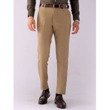 The Indian Garage Co Men Beige Slim Fit Solid Mid-Rise Stretchable Formal Trouser