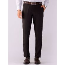 The Indian Garage Co Men Brown Slim Fit Solid Mid-Rise Stretchable Formal Trouser