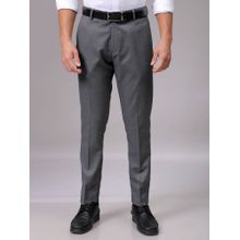 The Indian Garage Co Men Grey Slim Fit Textured Mid-Rise Stretchable Formal Trouser