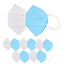 Fabula Pack Of 10 Kn95/n95 Anti-pollution Reusable 5 Layer Mask ( Blue,white)