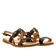El Naturalista Black Carbon Embellished Leather Block Sandals