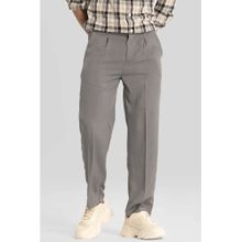 Snitch Light Grey Plain Relaxed Fit Trouser
