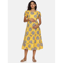 Nejo Yellow Printed Maternity Dress