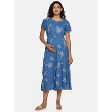 Nejo Blue Printed Maternity Dress
