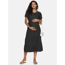Nejo Black Printed Maternity Dress