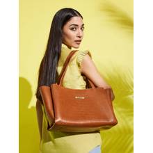 FARGO Womens Vegan Leather Tote Bag Brown