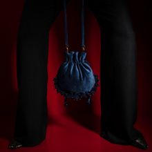 AOMIDORI SHIMAI Rising Sun Potli Bag for Women Navy Blue