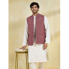 Fabindia Men Purple Solid Nehru Jacket