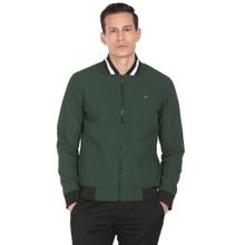 Arrow Sports Men Green Stand Collar Zip Up Bomber Jackets