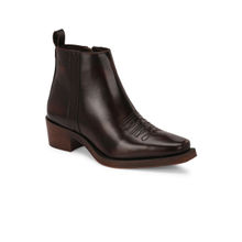 Delize Men Vegan Leather Cuban Heeled Cowboy Ankle Casual Boots