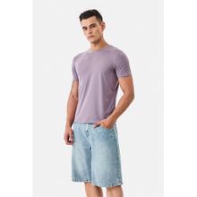 Snitch Lavender Solid Half Sleeves Regular Casual T-shirt for Men