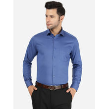 Metal Men Cotton Solid Blue Slim Fit Full Sleeve Formal Shirt
