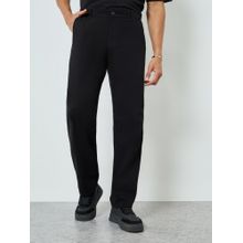 Styli Mens Black Relaxed Fit Tapered Chinos