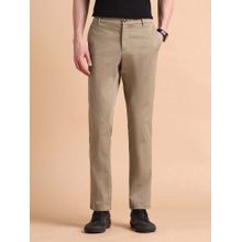 U.S. POLO ASSN. Men Beige Super Slim Fit Satin Chinos