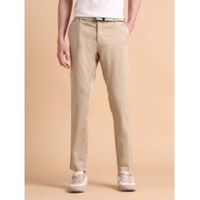 U.S. POLO ASSN. Men Beige Super Slim Fit Satin Chinos