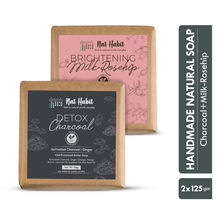 Nat Habit Set Of Brightening Milk Rosehip & Detox Charcoal Butter Bath Soaps Combo