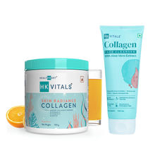 HealthKart HK Vitals Skin Radiance Collagen Powder, Orange & Collagen Face Cleanser (Combo Pack)