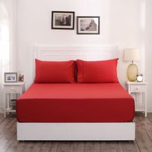 Maspar Colorart Slumber Solid 200tc Cotton Red King Bed Sheet With 2 Pillow Covers