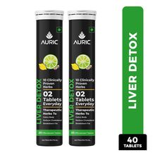 Auric Liver Detox Effervescent with 10 Ayurvedic Herbs, Clinically Researched ingredients , 2 Tubes
