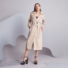 Twenty Dresses by Nykaa Fashion Ivory Tie Up Mid Calf Overcoat (Set of 2)