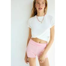 H&M Women Pink Foldover-Waist Cotton Hotpants