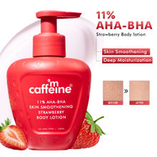 mCaffeine 11% AHA BHA Strawberry Body Lotion for Smooth Skin, Gently Exfoliates, 72H Moisturization