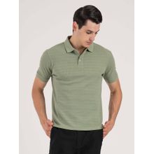 Red Tape Green Self Design Regular Fit Polo T-Shirt
