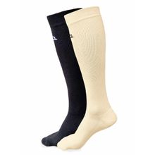 Heelium Bamboo Compression Socks for Men & Women Beige, Black, Odour Free (Pack of 2)