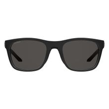 Under Armour Unisex Grey Polarized Lens Black Sqaure Sunglasses with 100% UV Protection (55)