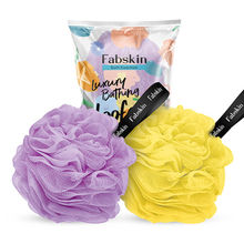 Fabskin Luxury Bathing Round Loofah - For Men And Women - Couples Pack Of 2 - Purple And Yellow
