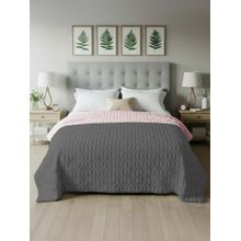Urban Space Quilted 200 GSM Reversible Winter Comforter, Bed, Grey & Rose