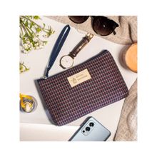 Visual Echoes Navy Blue Checkered Everyday Essential Pouch