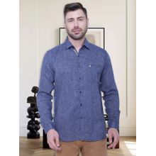 KUONS AVENUE Men's Paper Linen Cotton Blue Casual Shirt