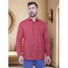 KUONS AVENUE Men's Paper Linen Cotton Red Casual Shirt