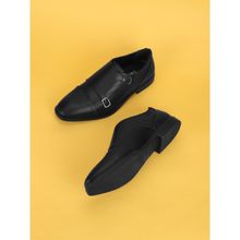 Truffle Collection Black Solid Monk Straps For Men