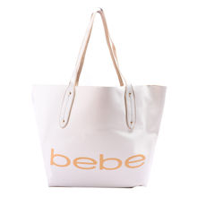 BEBE Women's Tote Handbag White & Gold