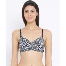 Clovia Padded Non-Wired Animal Print T-Shirt Bra - Multi-Color