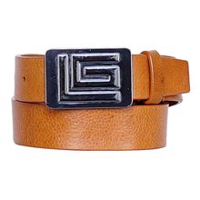 Justanned Men Tan Real Leather Textured Belt