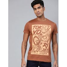 Conditions Apply Brown Printed T-Shirt
