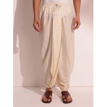 Fabindia Cream Natural Cotton Silk Blend Woven Dhoti