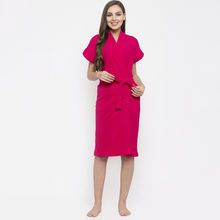 Secret Wish Women's Solid Cotton Bathrobe (Red, Free Size)