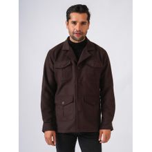 Perch Brown Solid Tweed Wool Regular Jacket