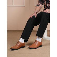 MOZAFIA Tan Classic Formal Lace-Ups Oxfords