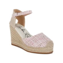London Rag Women Pink Tweed Round Toe Woven Shoes