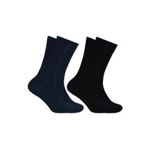 Balenzia Men 4-Pack Bamboo Navy Blue and Black Super Soft Breathable Crew Socks