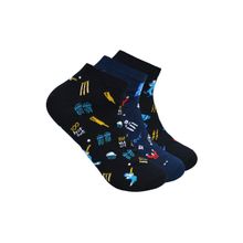 Balenzia Cricket Collection Lowcut Socks for Men- Black and Navy (Pack of 3)