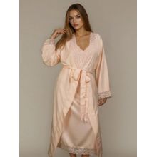 MHYTH Flair Affair Full Length Night Gown With Robe & Belt Cream