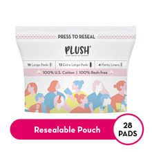 Plush Ultra-Thin Sanitary Pads For Women 28 Pcs PAD + 4 Liners (16L+ 12XL+ 4 Free Liners) Super Saver Pack