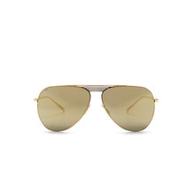 French Connection Gold Lens Aviator Sunglass Full Rim Gold Frame With Mirrored (FC 424 C2)